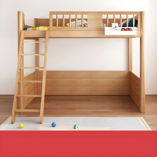 Rustic Mango Solid Wooden Loft Bed with Tinny House Style In Natural Finish thumbnail 2