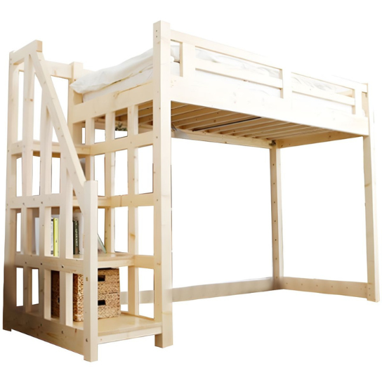 Rustic Mango Solid Wooden Vintage Style Loft beds With Heavy Ladder In Black Finish thumbnail 2