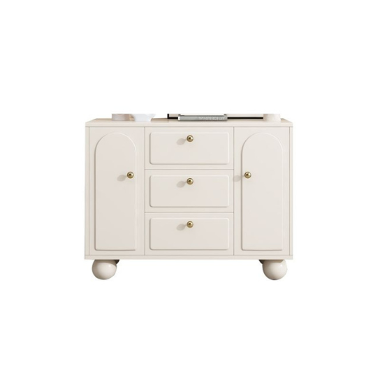Rustic Mango Modern White Combo Dresser with 3 Drawers, Shelves, and Cabinets Included thumbnail 3