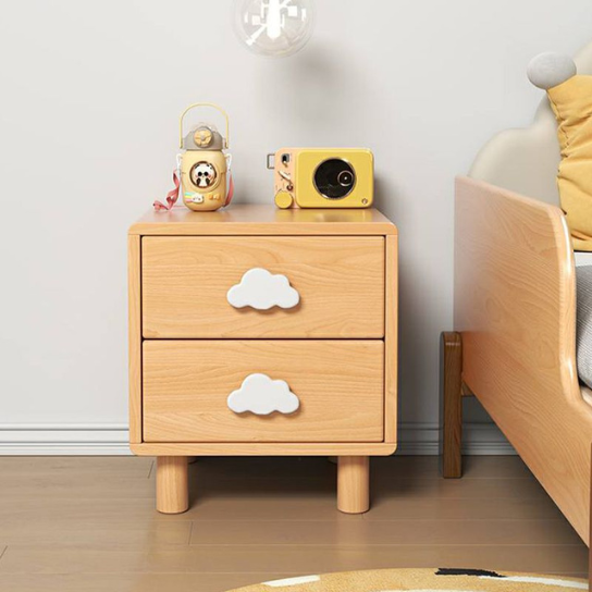 Rustic Mango Solid Wood Kids Nightstand with 2 Drawers, Natural Wood Finish thumbnail 2
