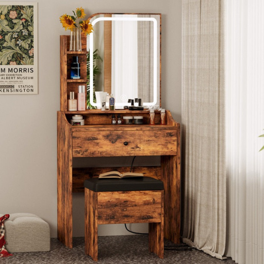 Rustic Mango dressing table solid wood with one drawer rustic natural color