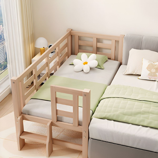 Rustic Mango Solid Wooden heavy Wooden Side Bed For Kids Bedroom In Natural Finish thumbnail 2