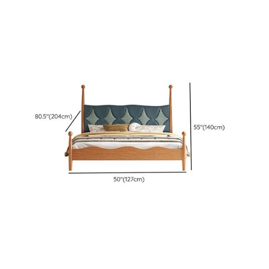 Rustic Mango Solid Wood Modern Children's Bed with Panel Headboard in Brown and Blue - Kids Bed thumbnail 10