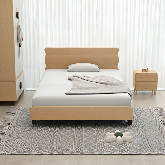 Rustic Mango Solid Wood Modern Kid Bed Cookie Shaped Headboard Low Bottom Clearance in Natural - Kids Bed thumbnail 2