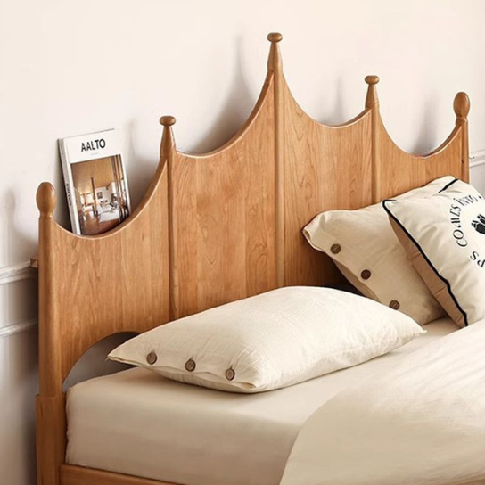 Rustic Mango Crown Theme Natural Wood Color Children's Bed Nordic Style without Storage Space thumbnail 2