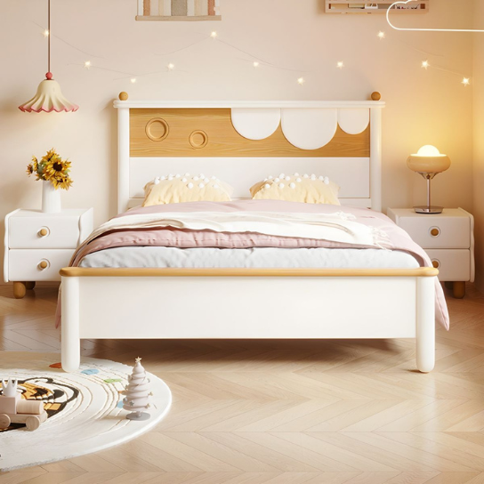 Rustic Mango Modern Style White Solid Wood Platform Kids Bed without Mattress for Bedroom - Kids Bed thumbnail 2