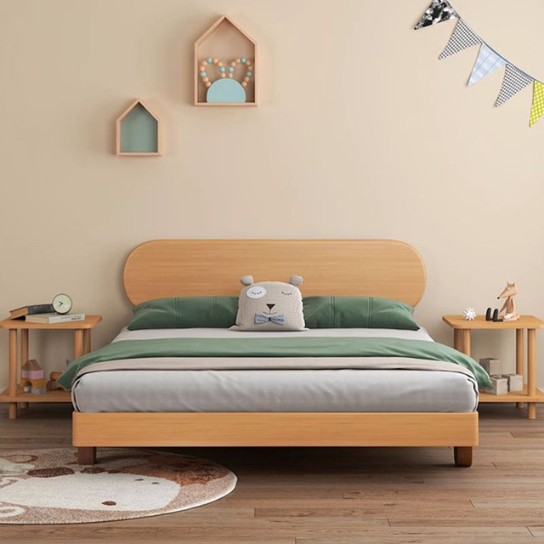 Rustic Mango Solid Wood Natural Color Children's Bed Modern with Oval Headboard thumbnail 2