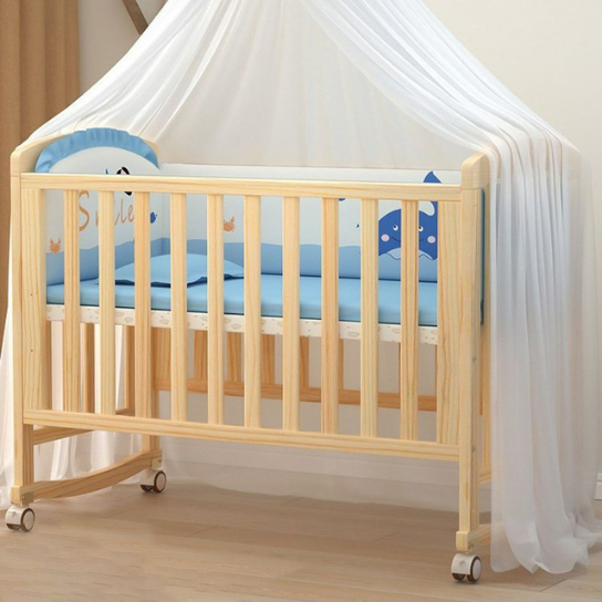 Rustic Mango Solid Wooden Mini Cradles For New Born Kids in Natural Finish thumbnail 2