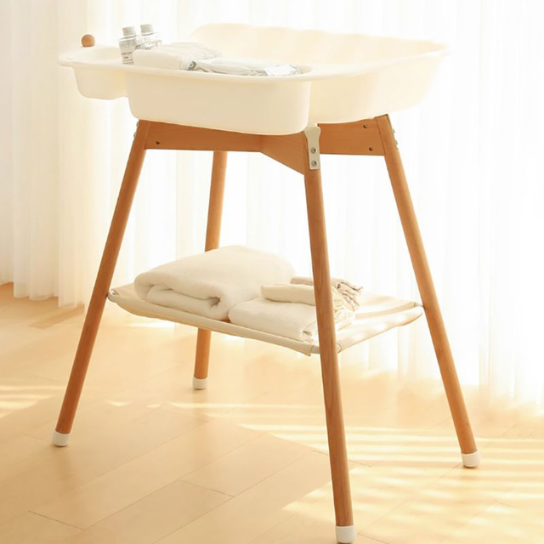 Rustic Mango Solid Wooden Changing Table For New Born Kids In Natural Finish thumbnail 2