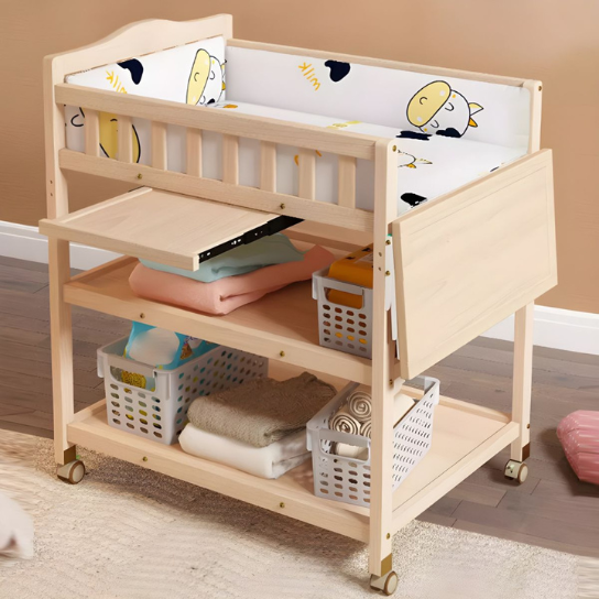 Rustic Mango Solid Wooden Changing Table with Storage Shelf In Natural Finish thumbnail 2