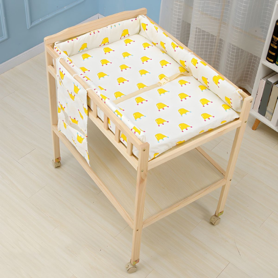 Rustic Mango Solid Wooden Changing Table With Storage Unit For New Born Kids Room thumbnail 2