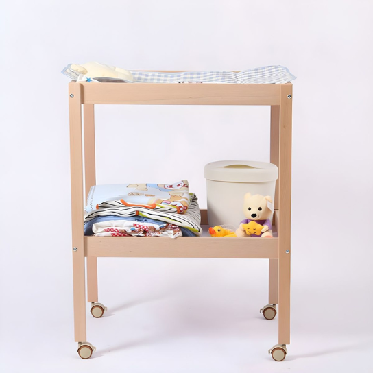 Rustic Mango Solid Wooden Minimal Changing Table for New Born Kids In Natural Finish thumbnail 2