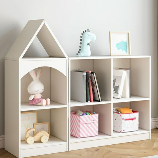 Rustic Mango Solid Wooden Mini House Toy Organizer In White Finish thumbnail 2