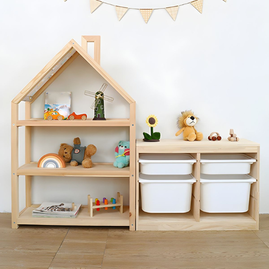 Rustic Mango Solid Wooden Open Shelf Toy Organizer In Natural Finish thumbnail 2