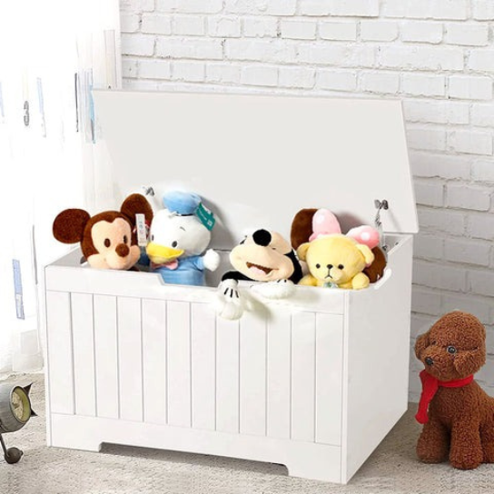 Rustic Mango Solid Wooden Toy Organizer Box in Creamy White Finish thumbnail 2