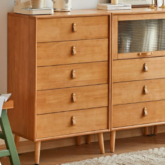 Rustic Mango Stylish 5-Drawer Mid-Century solid wood Chest - Perfect for a Modern Nursery thumbnail 2