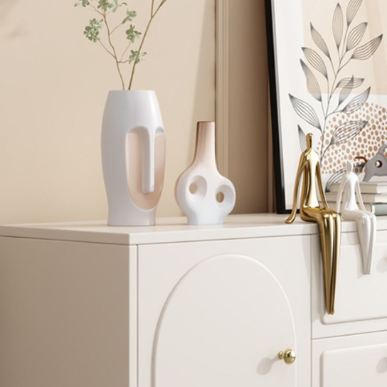 Rustic Mango Modern White Combo Dresser with 3 Drawers, Shelves, and Cabinets Included thumbnail 2