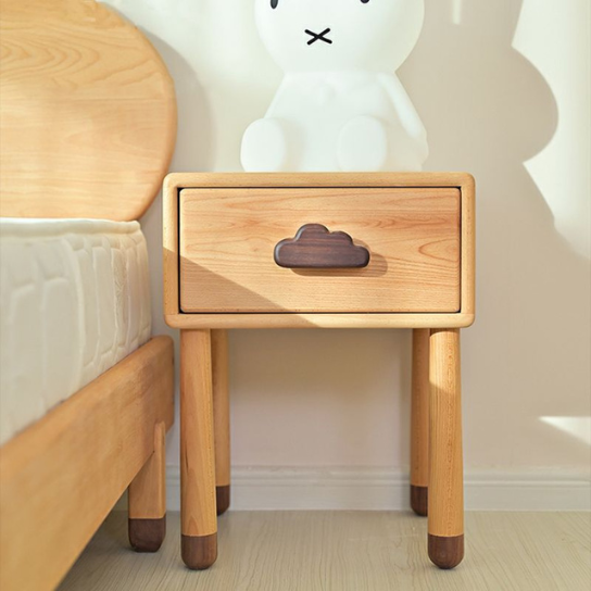 Rustic Mango Cloud Theme Modern Children's Bedside Table Natural with 1 Drawer Included thumbnail 2