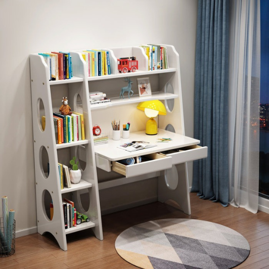 Rustic Mango Solid Wood Writing Desk with Shelves thumbnail 2