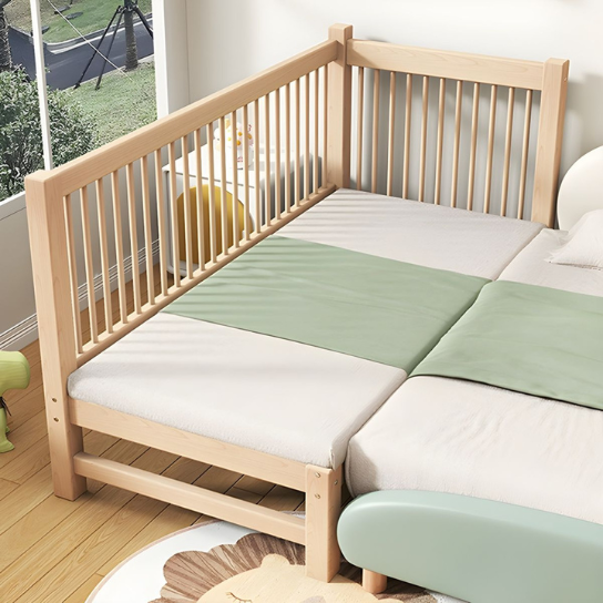 Rustic Mango Single Side Solid Wooden beds In natural Finish For Kids thumbnail 2