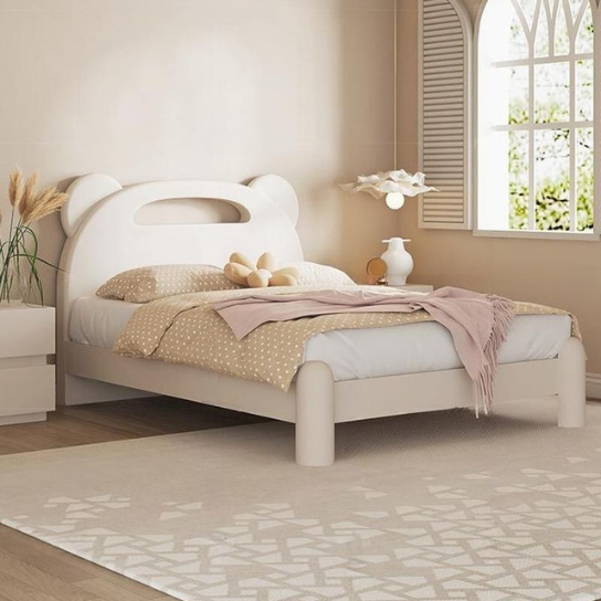 Rustic Mango Minimalism Bear Theme White Kids Bed Solid Wood Low Bottom Clearance thumbnail 2