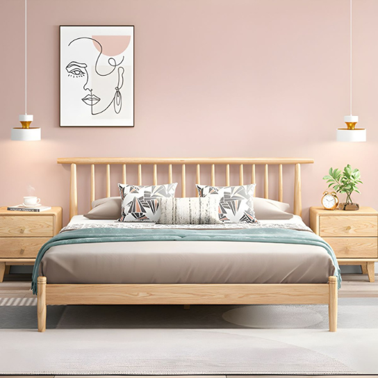 Rustic Mango Modern & Contemporary Solid Wood Slat Headboard No Theme Bed thumbnail 3
