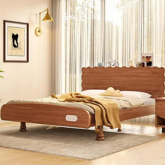 Rustic Mango Modern Solid Wood Children's Bed Natural with Rectangular Headboard and Legs thumbnail 3