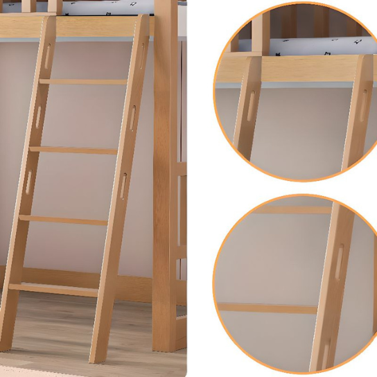 Rustic Mango Solid Wooden Loft Bed with Tinny House Style In Natural Finish thumbnail 7