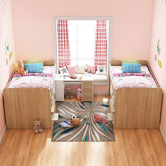 Rustic Mango Solid Wooden Loft Bed With Attached Mini Wardrobe In Cream White with Honey Finish thumbnail 3