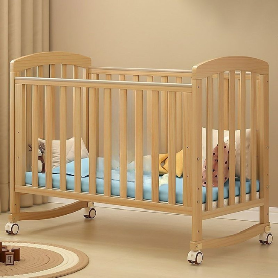 Rustic Mango Solid Wooden Mini Cradles For New Born Kids in Natural Finish thumbnail 3