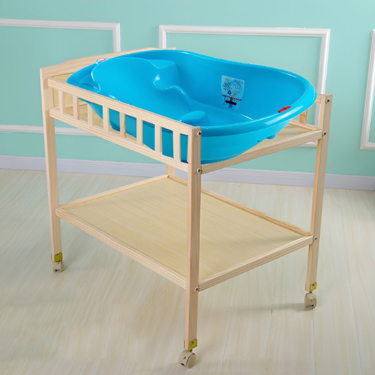 Rustic Mango Solid Wooden Changing Table With Storage Unit For New Born Kids Room thumbnail 3