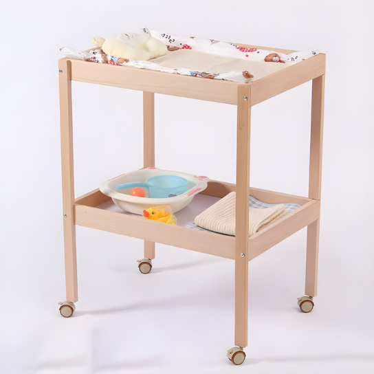 Rustic Mango Solid Wooden Minimal Changing Table for New Born Kids In Natural Finish thumbnail 3