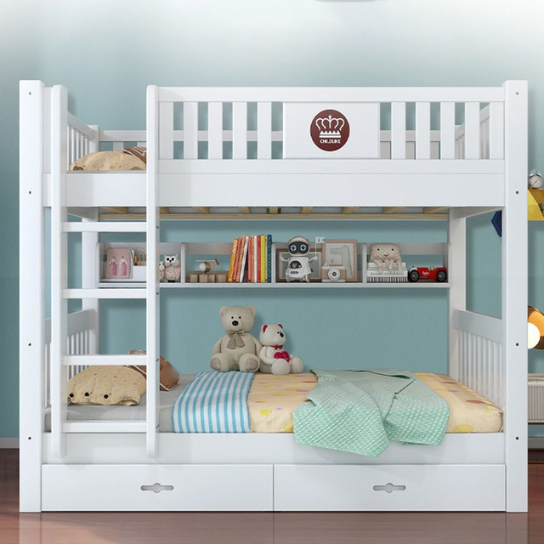 Rustic Mango Modern Style Children's Upper and Lower Bunks Solid Wood in White - Bunk Bed & Bookshelf & Drawer & Ladder Cabinet thumbnail 5