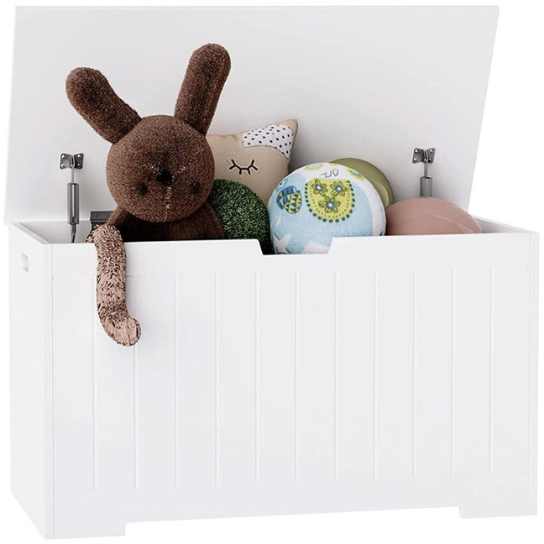 Rustic Mango Solid Wooden Toy Organizer Box in Creamy White Finish thumbnail 3