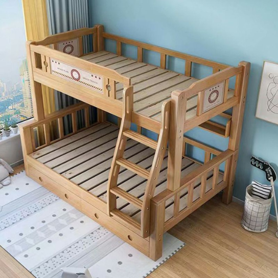 Rustic Mango Classic Brown Solid Wood Panel Kids Bunk Bed with Gender Neutral thumbnail 2