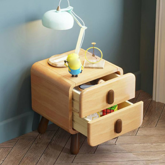 Rustic Mango 2 Drawer Included Children's Bedside Table Solid Wood Natural with Legs thumbnail 3