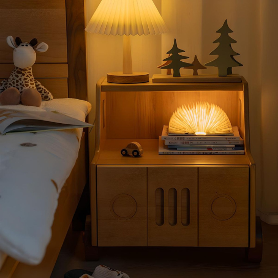 Rustic Mango Car Theme Natural Bedside Table Solid Wood Drawers Included for Children thumbnail 2