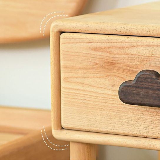 Rustic Mango Cloud Theme Modern Children's Bedside Table Natural with 1 Drawer Included thumbnail 3