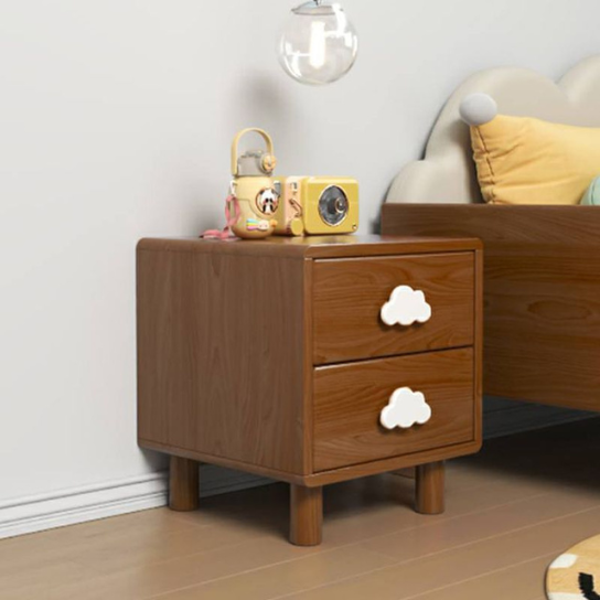 Rustic Mango Solid Wood Kids Nightstand with 2 Drawers, Natural Wood Finish thumbnail 3
