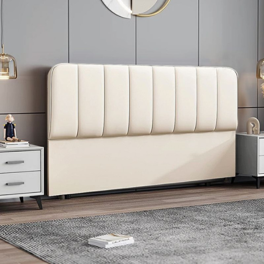 Rustic Mango Gender Neutral Solid Wood Upholstered Free Standing Headboard with Leather Frame and solid Wood Legs thumbnail 3