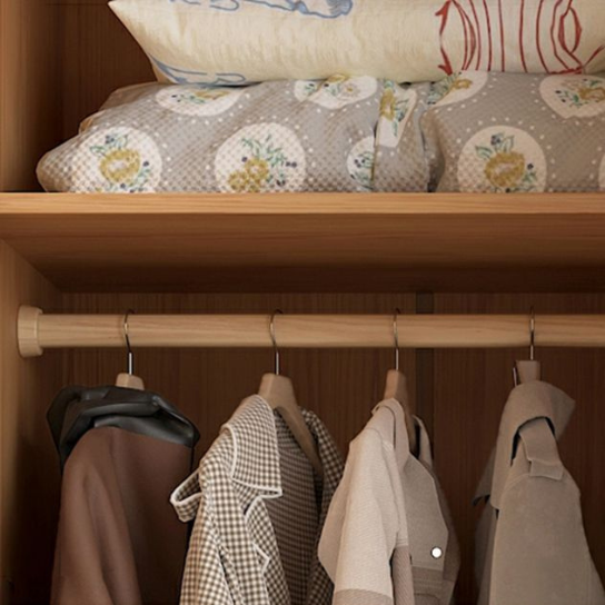 Rustic Mango Solid Wood Natural Modern Children's Wardrobe with Drawers and Partitions thumbnail 2