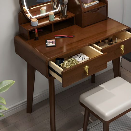 Rustic Mango Dressing Table Solid Wood Vanity Makeup Table Set with 3 Drawers thumbnail 3