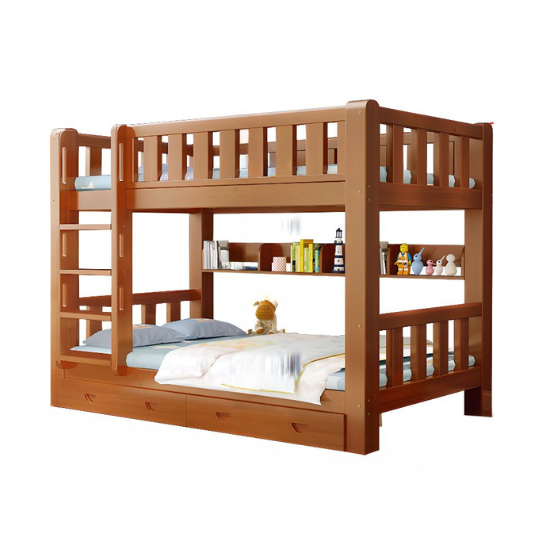 Rustic Mango Gender Neutral Simplistic Grey Wood Underbed Children Bunk Bed with Ladder, Standard Bunk, Kids Bed thumbnail 2