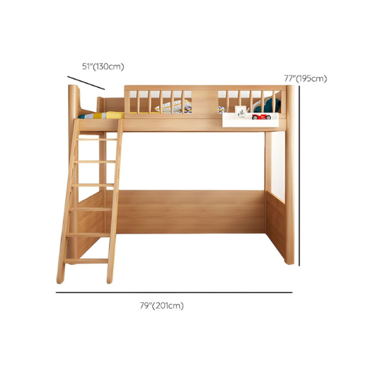 Rustic Mango Solid Wooden Loft Bed with Tinny House Style In Natural Finish thumbnail 5