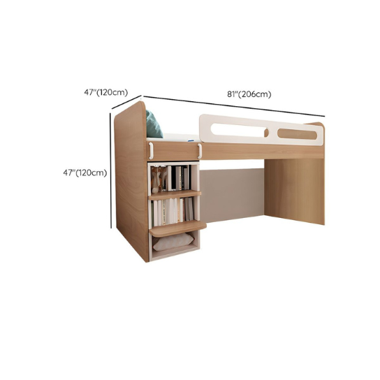 Rustic Mango Solid Wooden Loft Bed With Attached Mini Wardrobe In Cream White with Honey Finish thumbnail 4