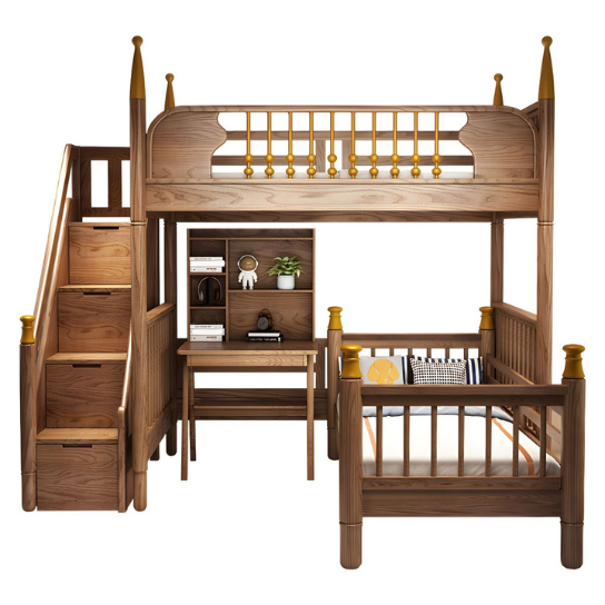 Rustic Mango Solid Wooden Loft bed In Honey Finish thumbnail 4