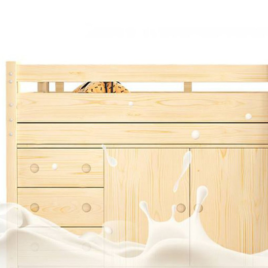 Rustic Mango Gender Neutral Trendy Wood Color Solid wood Children Loft Bed with Ladder & Guardrail, Loft, Kids Bed thumbnail 4