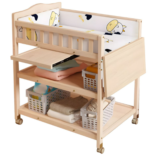 Rustic Mango Solid Wooden Changing Table with Storage Shelf In Natural Finish thumbnail 4