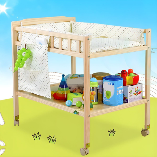 Rustic Mango Solid Wooden Changing Table With Storage Unit For New Born Kids Room thumbnail 4
