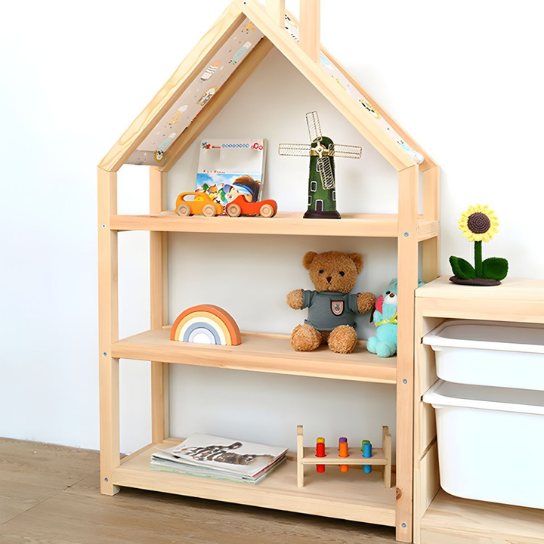 Rustic Mango Solid Wooden Open Shelf Toy Organizer In Natural Finish thumbnail 4